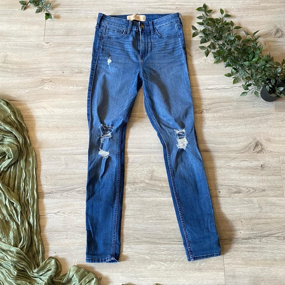 Hollister blue ripped jeans - skinny high-rise